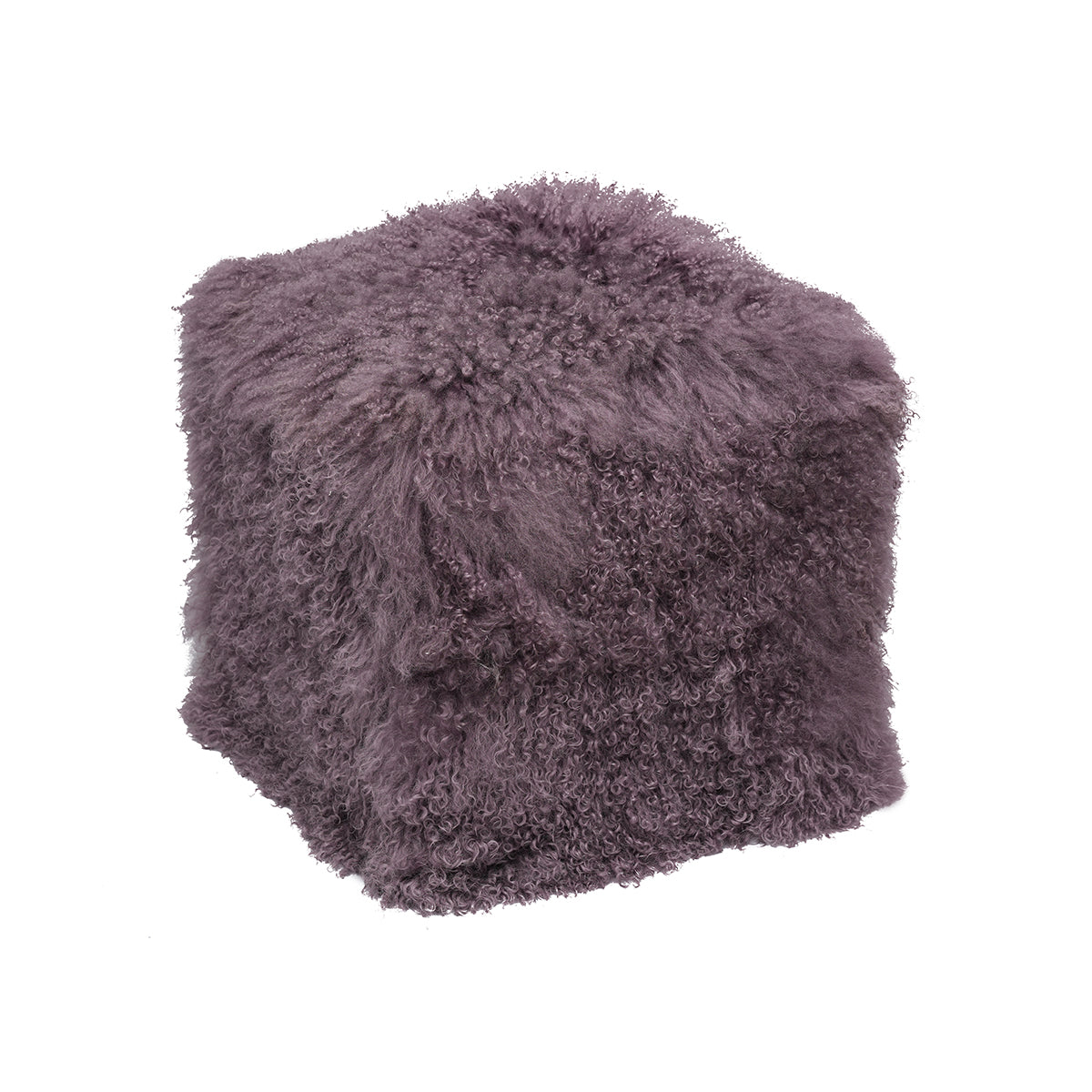 Tibetan Sheep 18" Square Pouf Ottoman - Purple/Mauve