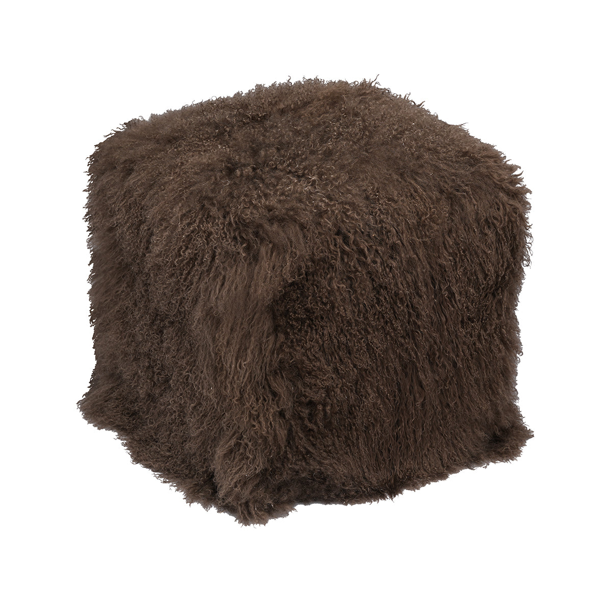 Tibetan Sheep 18" Square Pouf Ottoman - Pewter