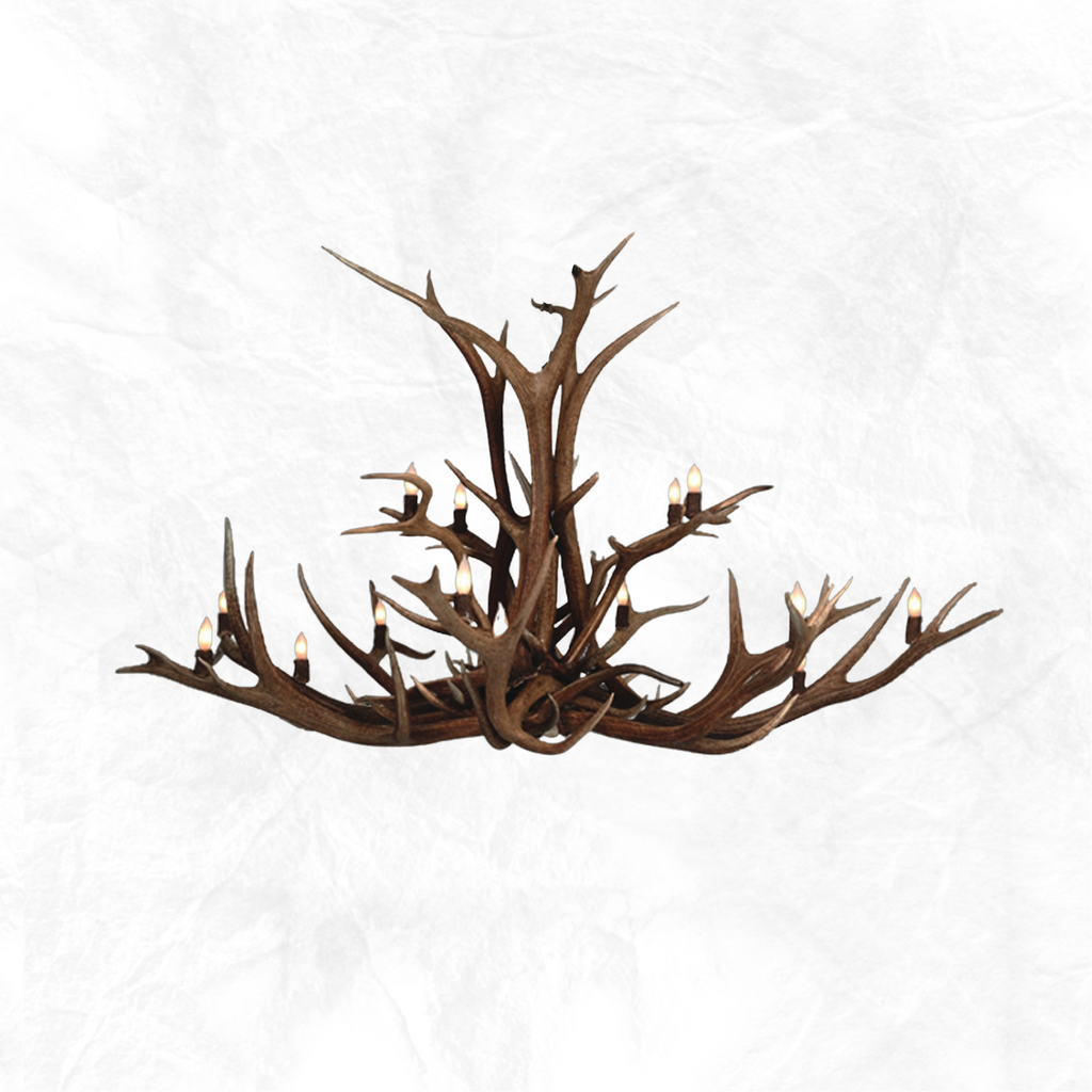 16 Light Double Tier Elk Chandelier
