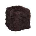 Tibetan Sheep 18" Square Pouf Ottoman - Chocolate