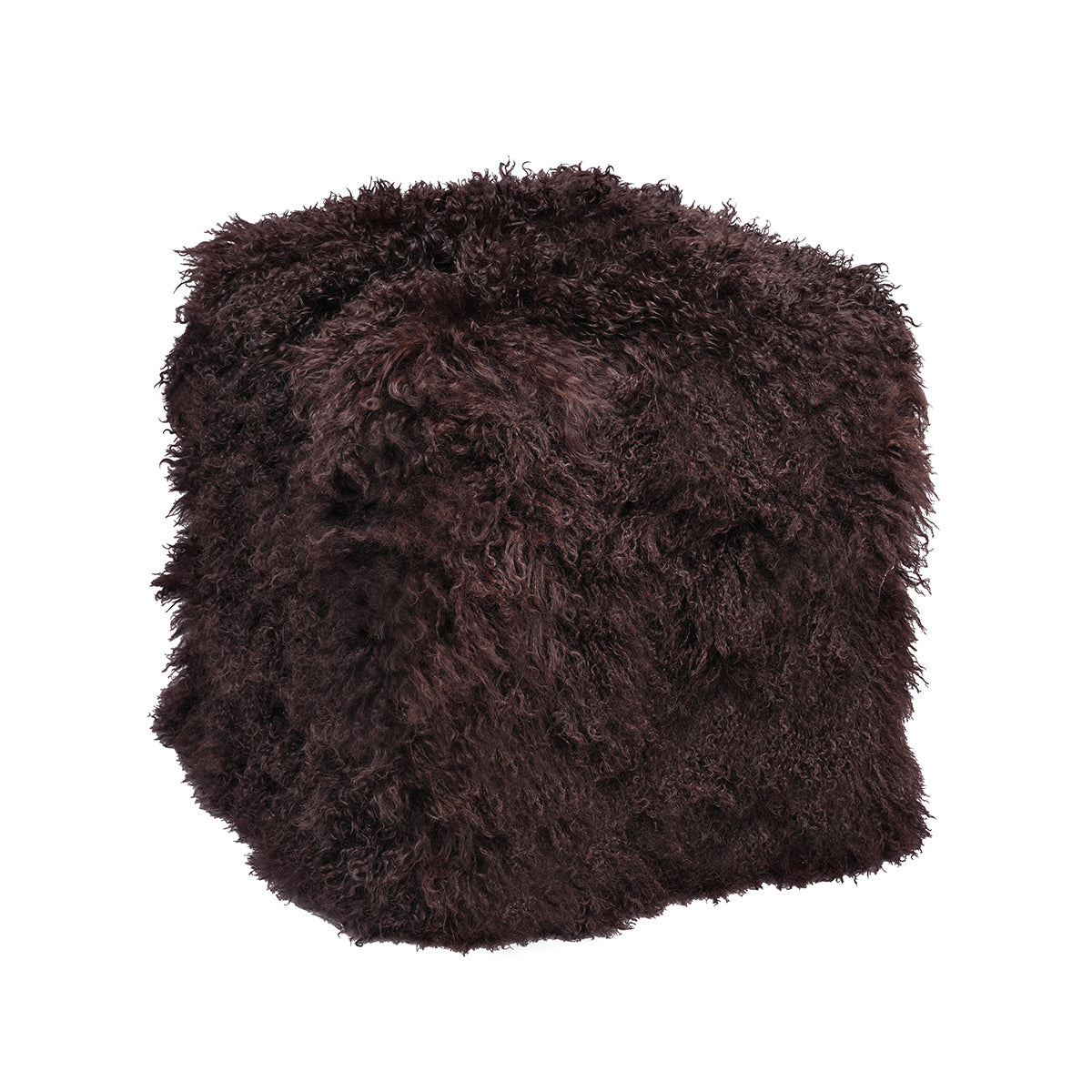 Tibetan Sheep 18" Square Pouf Ottoman - Chocolate