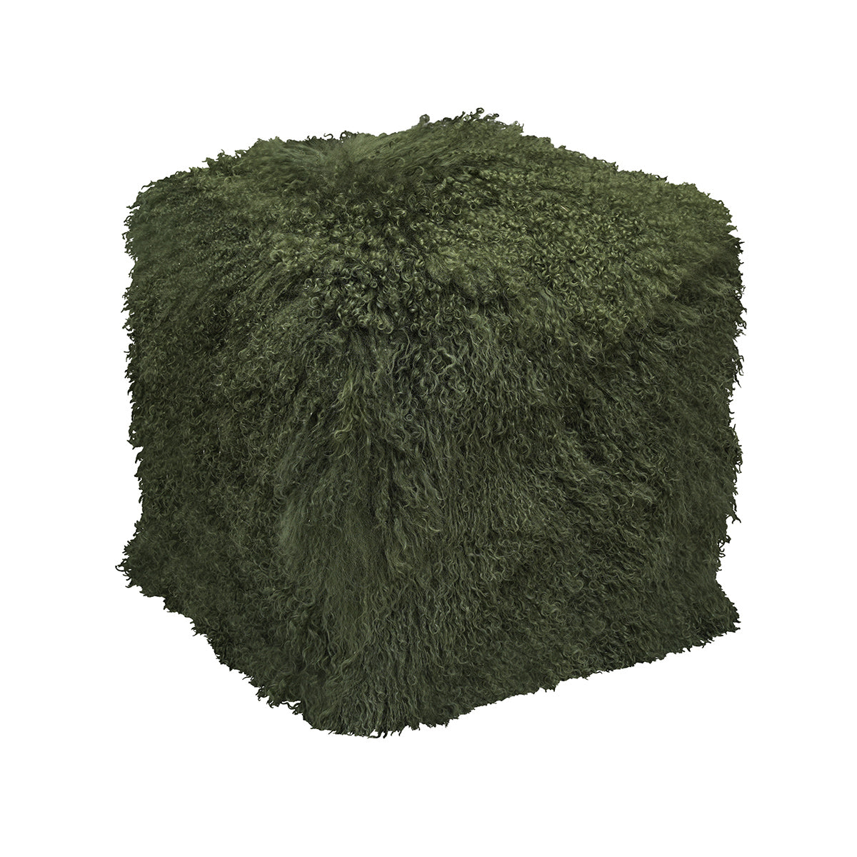 Tibetan Sheep 18" Square Pouf Ottoman - Olive