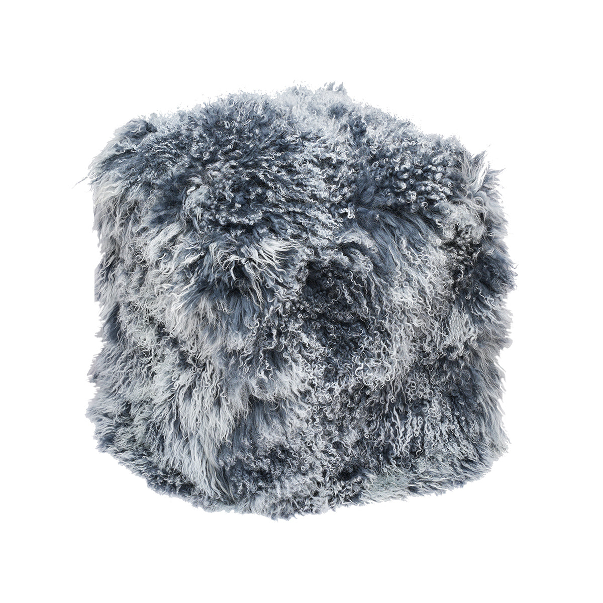 Tibetan Sheep 18" Square Pouf Ottoman - Grey Tipped