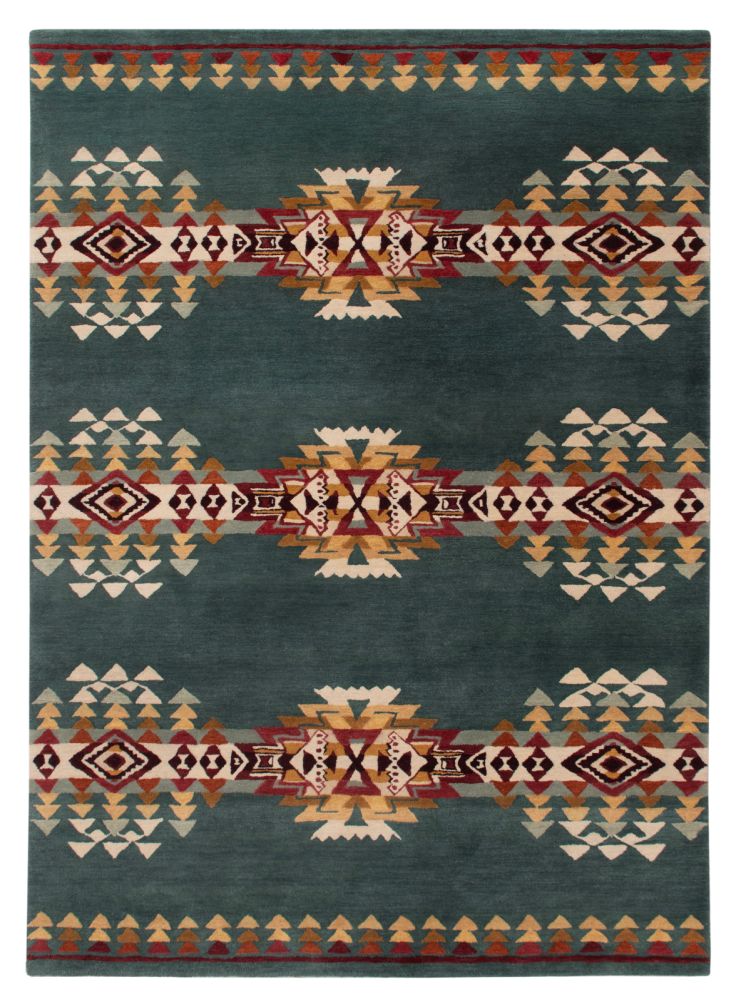 Pendleton Classic - Highland Peak Teal| Handwoven wool rug with a Southwestern print