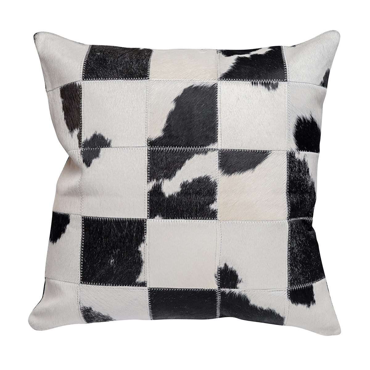 Cowhide Patchwork Black & White Pillow