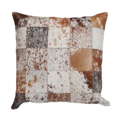 Cowhide Patchwork Brown & White Salt & Pepper Pillow