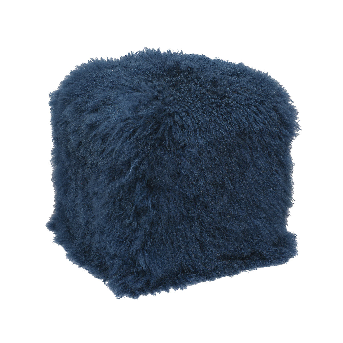 Tibetan Sheep 18" Square Pouf Ottoman - Nautical Blue