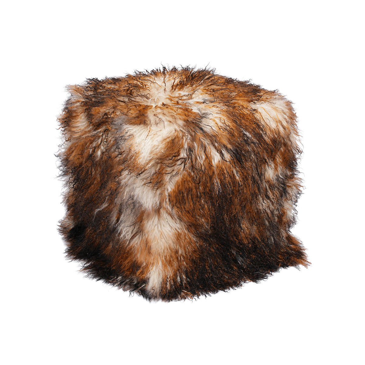 Tibetan Sheep 18" Square Pouf Ottoman - Rust Tipped