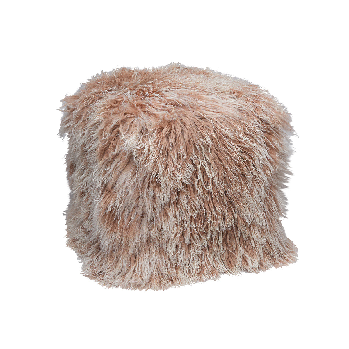 Tibetan Sheep 18" Square Pouf Ottoman - Champagne Tipped