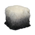 Tibetan Sheep 18" Square Pouf Ottoman - Grey Ombre