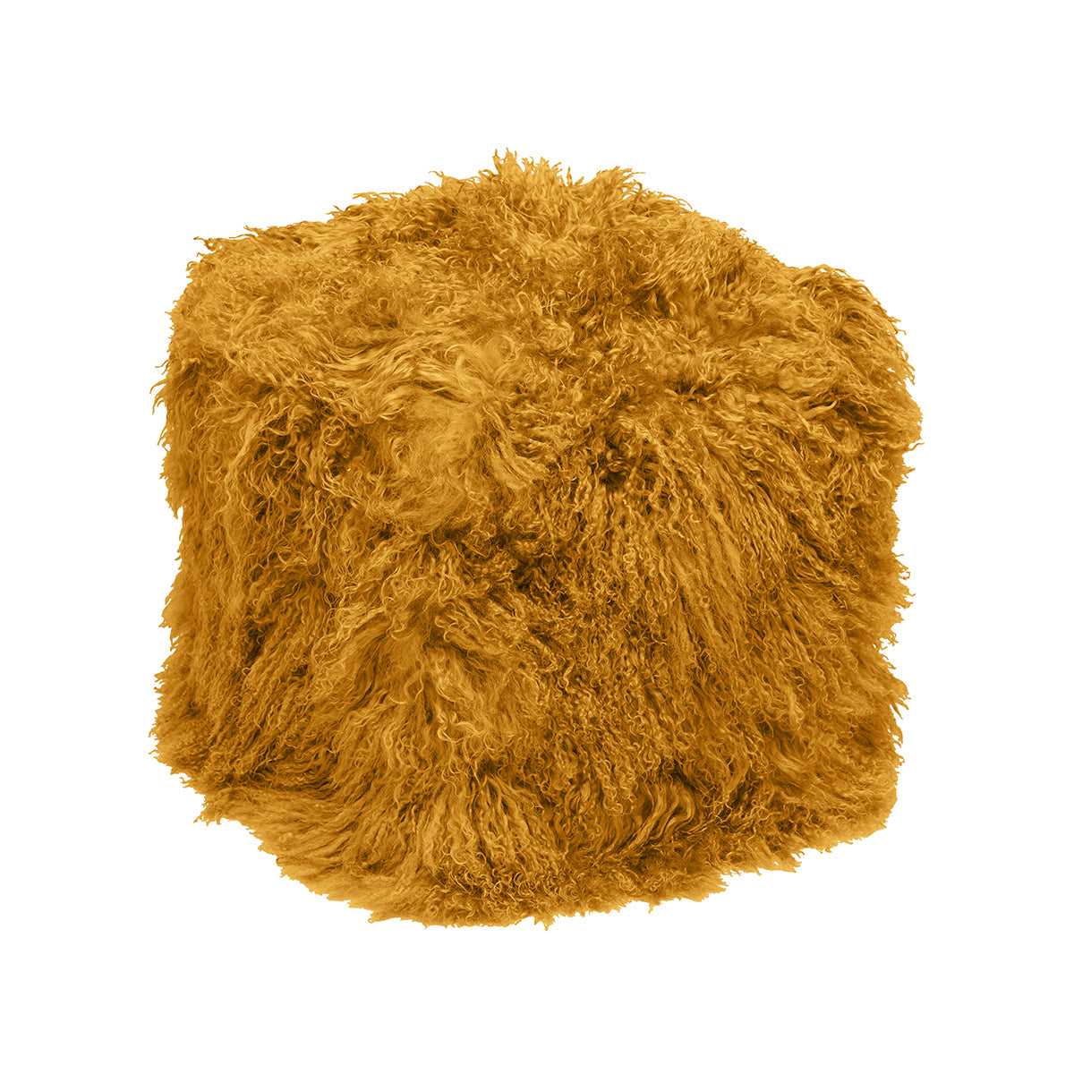 Tibetan Sheep 18" Square Pouf Ottoman - Mustard