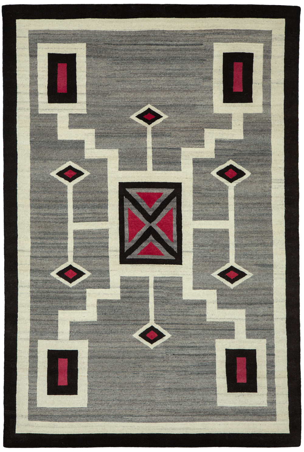Santa Fe Collection - Coyote| Handwoven wool rug with a Southwestern print