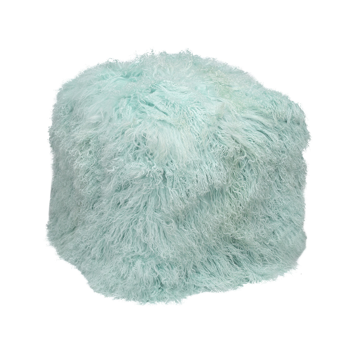 Tibetan Sheep 18" Square Pouf Ottoman - Aqua