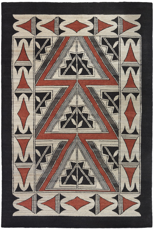 Santa Fe Collection - Black Hills| Handwoven wool rug with a Southwestern print