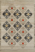 Santa Fe Collection - Madrid Beige| Handwoven wool rug with a Southwestern print