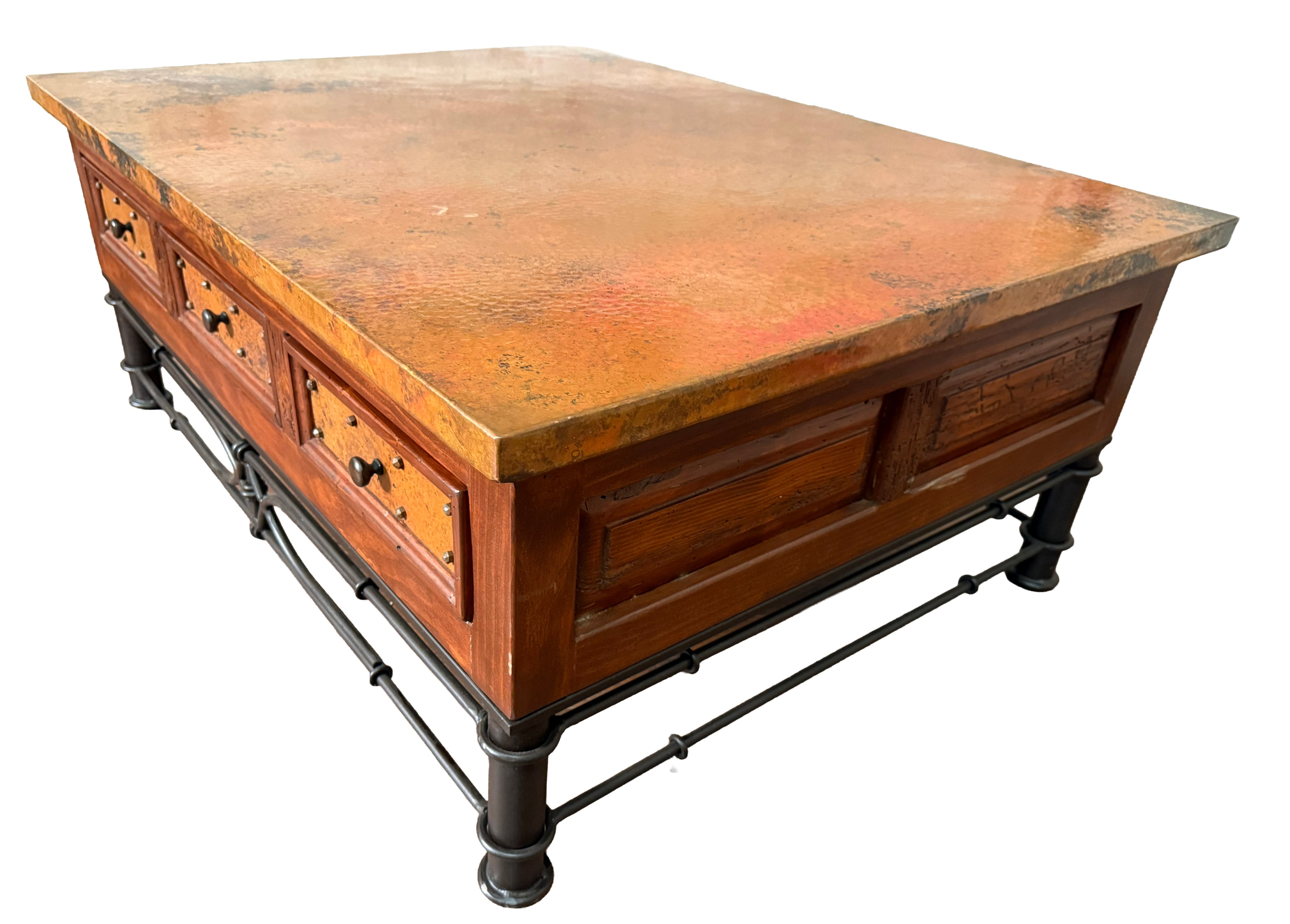 6-Drawer Copper Coffee Table W/Pablo Base