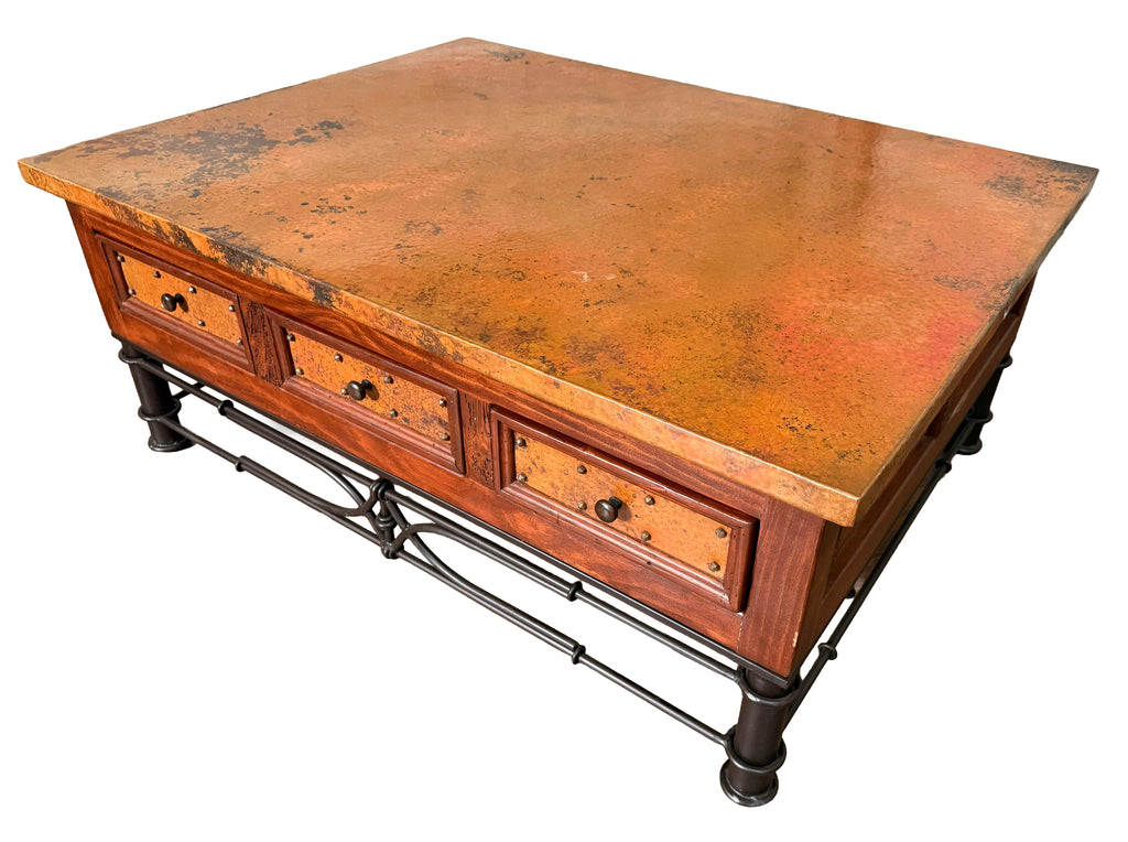 6-Drawer Copper Coffee Table W/Pablo Base