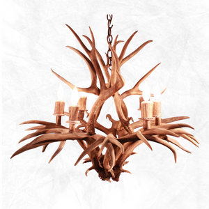 6 Light Inverted Mule Deer Antler Chandelier