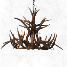 Load image into Gallery viewer, 8 Light Inverted Mule Deer Antler Chandelier