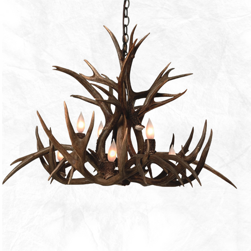 8 Light Inverted Mule Deer Antler Chandelier