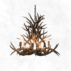 8 Light Magnolia Mule Deer Antler Chandelier