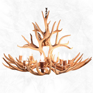 8 Light Oval Mule Deer Antler Chandelier