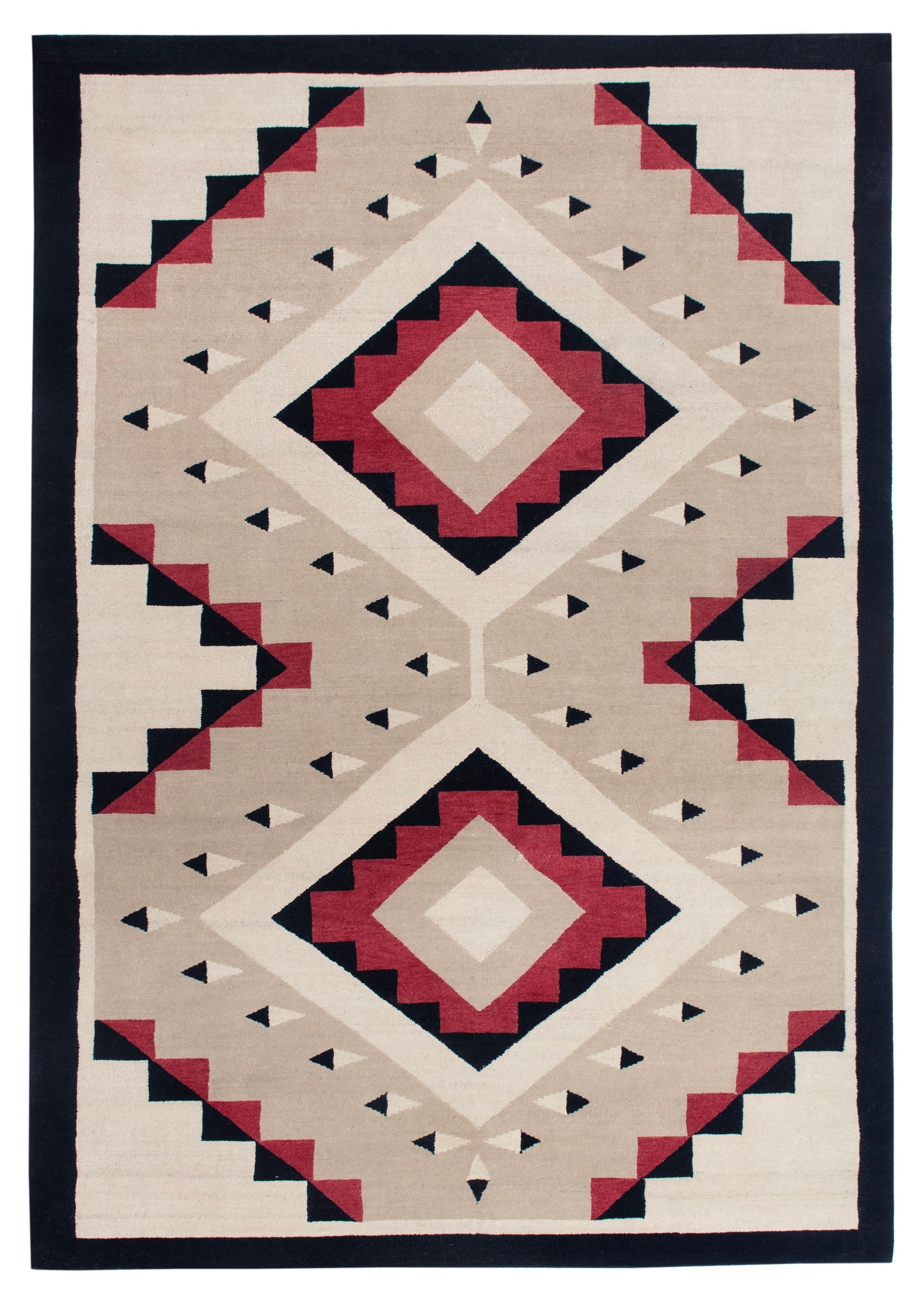 Santa Fe Collection - Las Lunas| Handwoven wool rug with a Southwestern print