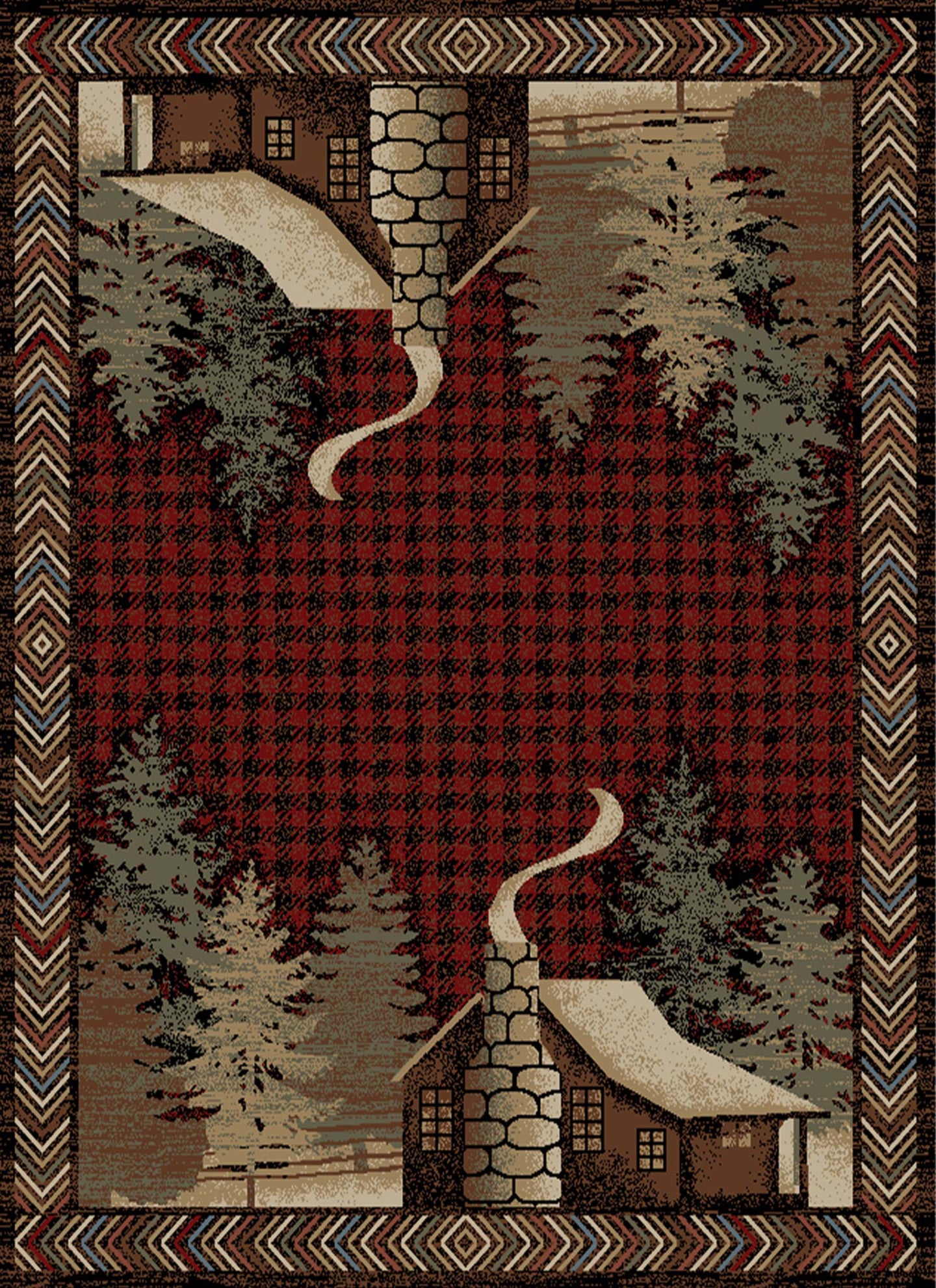 American Destination Lost Cove Red Area Rug