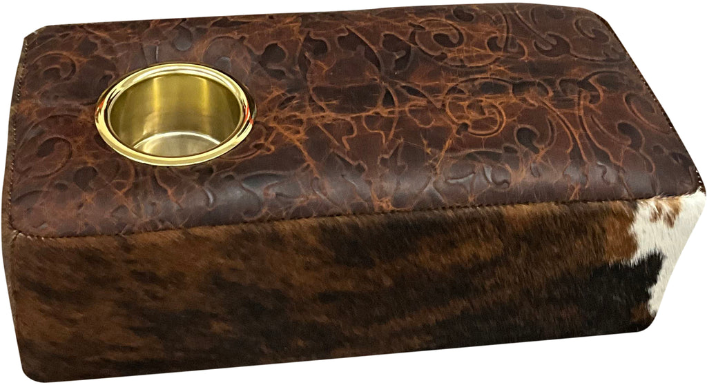Cowhide Console With Cup Holder