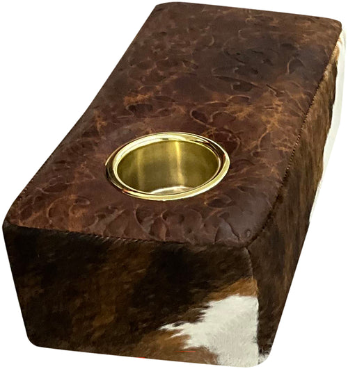 Cowhide Console With Cup Holder