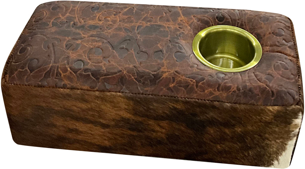 Cowhide Console With Cup Holder