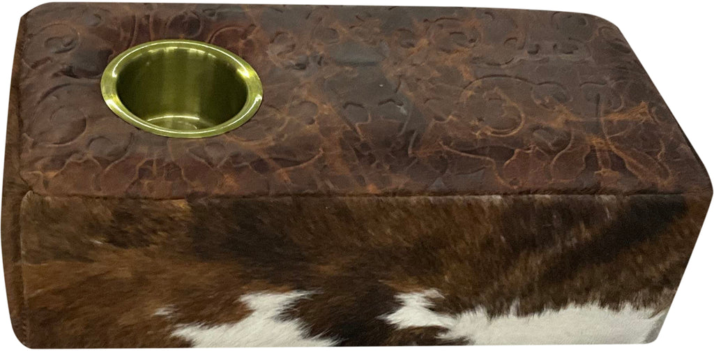Cowhide Console With Cup Holder