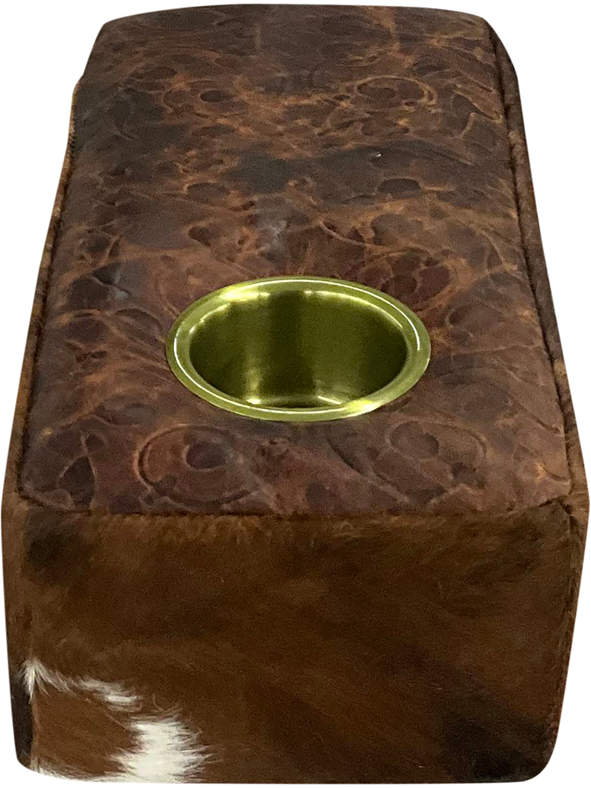 Cowhide Console With Cup Holder