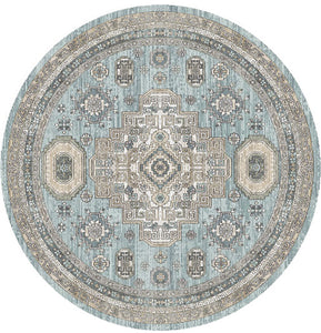 Athens Tripoli Blue Contemporary Mediterranean Designer Area Round Rug