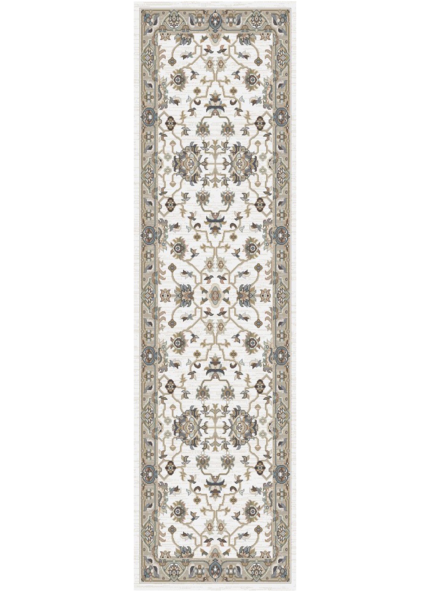 Athens Thessalonica Ivory Contemporary Mediterranean Area & Designer Runner Rug