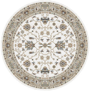 Athens Thessalonica Ivory Contemporary Mediterranean Area & Designer Round Rug