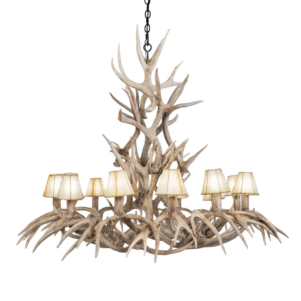 12 Light Inverted Mule Deer Antler Chandelier