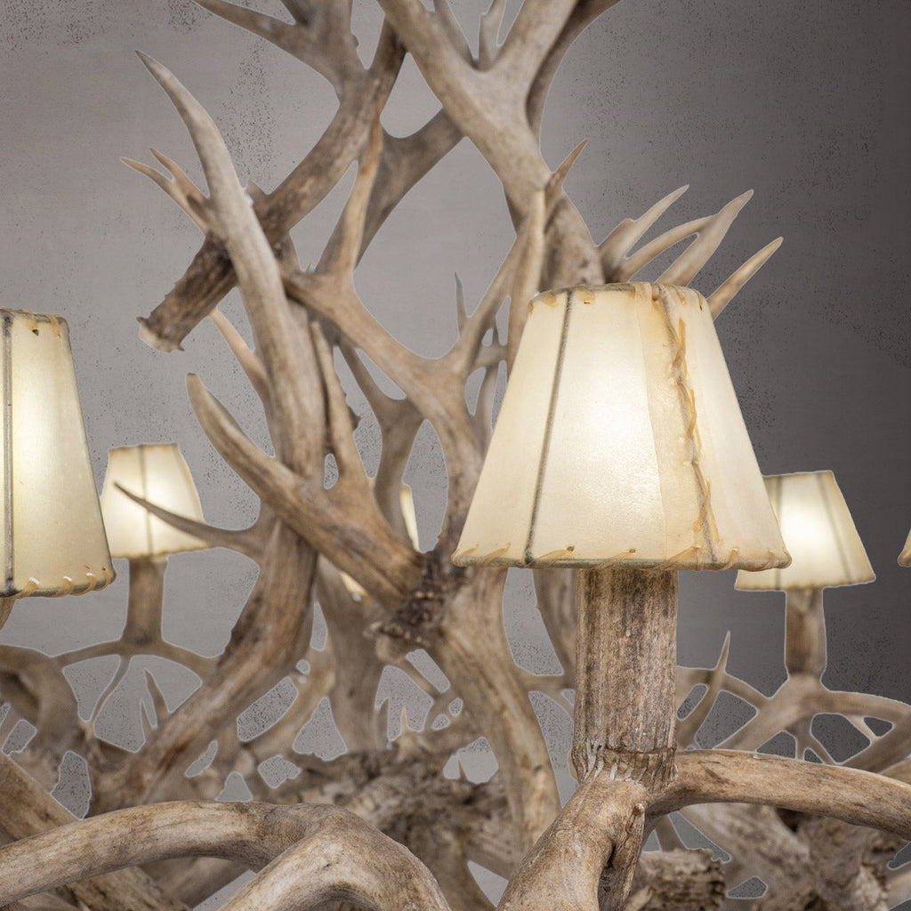 12 Light Inverted Mule Deer Antler Chandelier