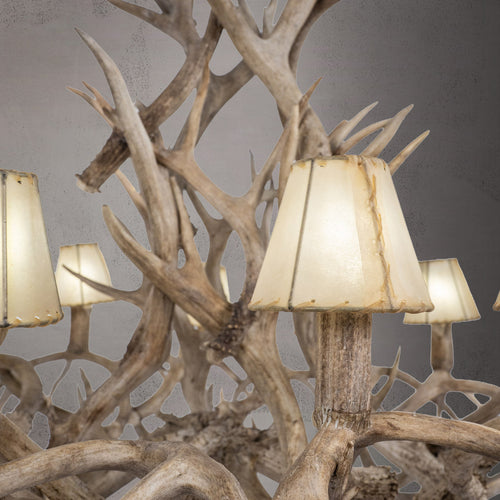 12 Light Inverted Mule Deer Antler Chandelier