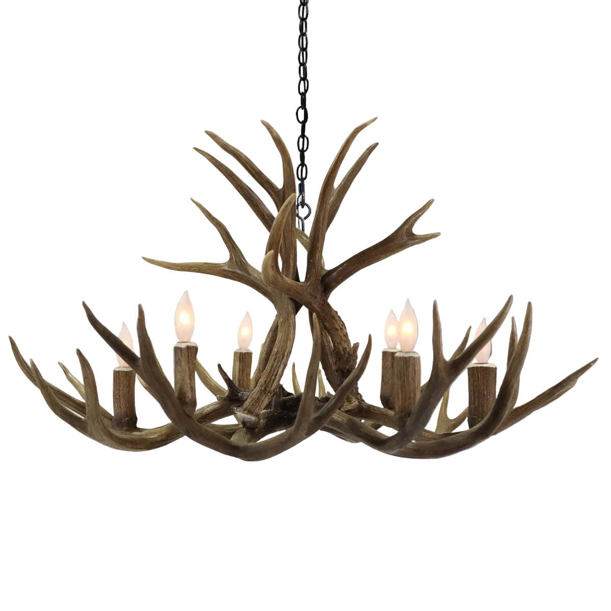 6 Light Mule Deer Antler Chandelier