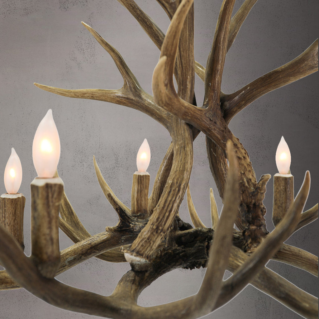 6 Light Mule Deer Antler Chandelier