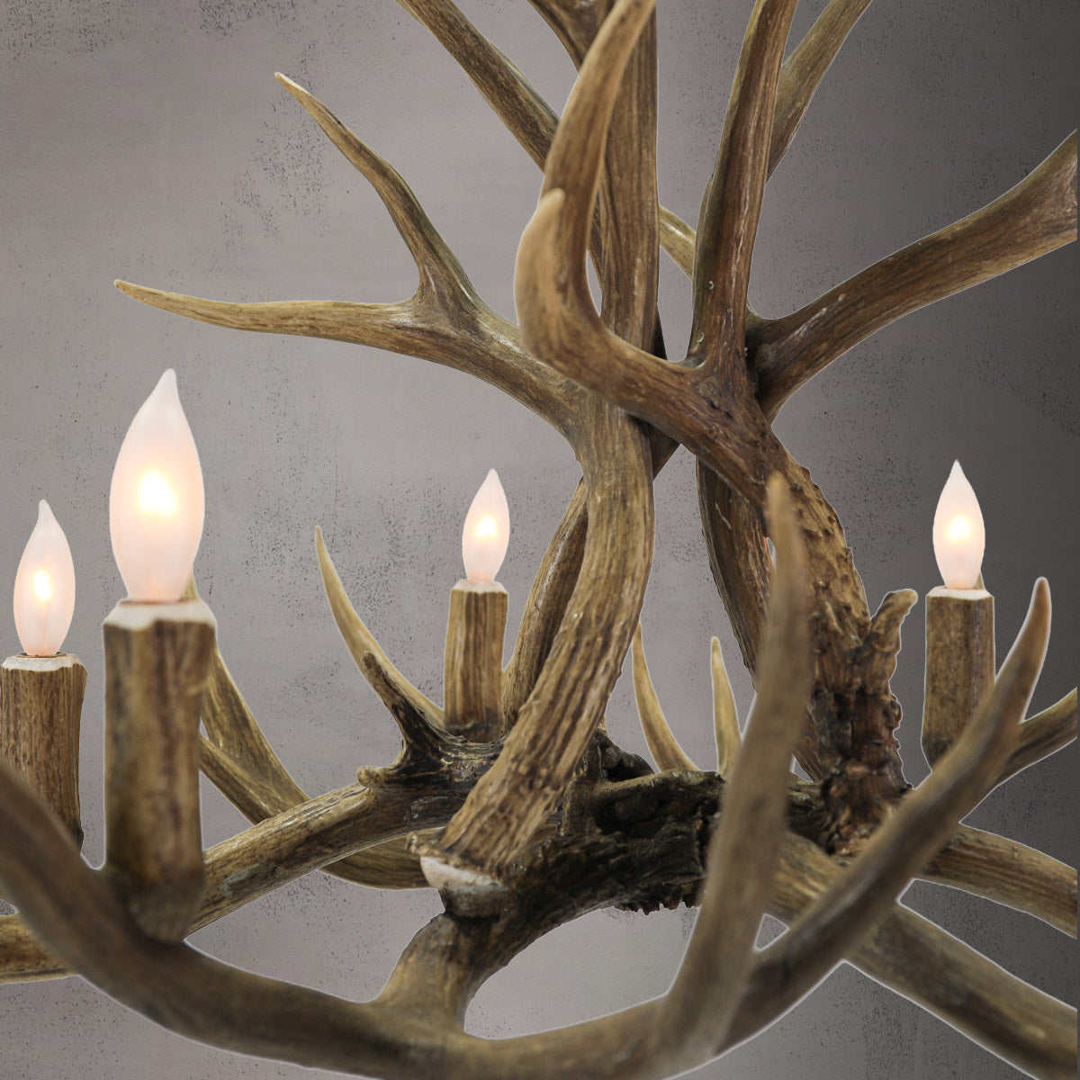 6 Light Mule Deer Antler Chandelier