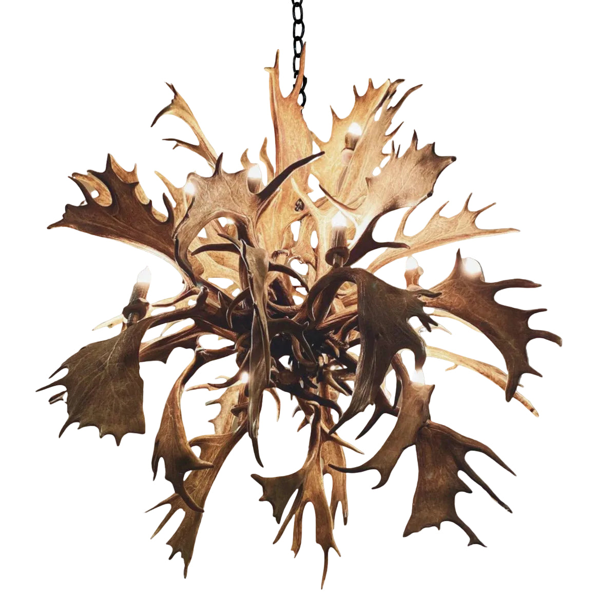 16 Light Fallow Sphere Antler Chandelier