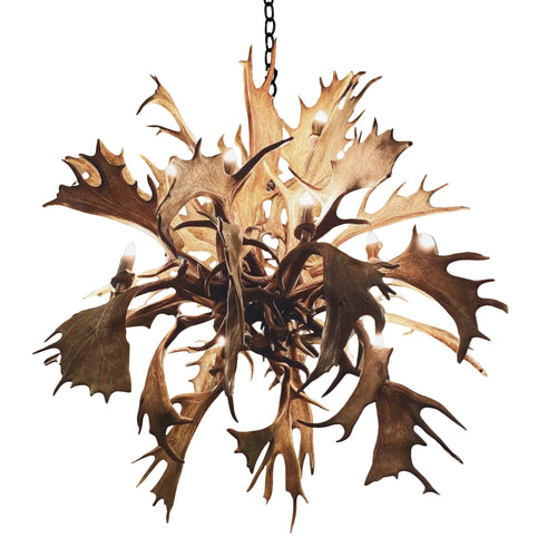 16 Light Fallow Sphere Antler Chandelier