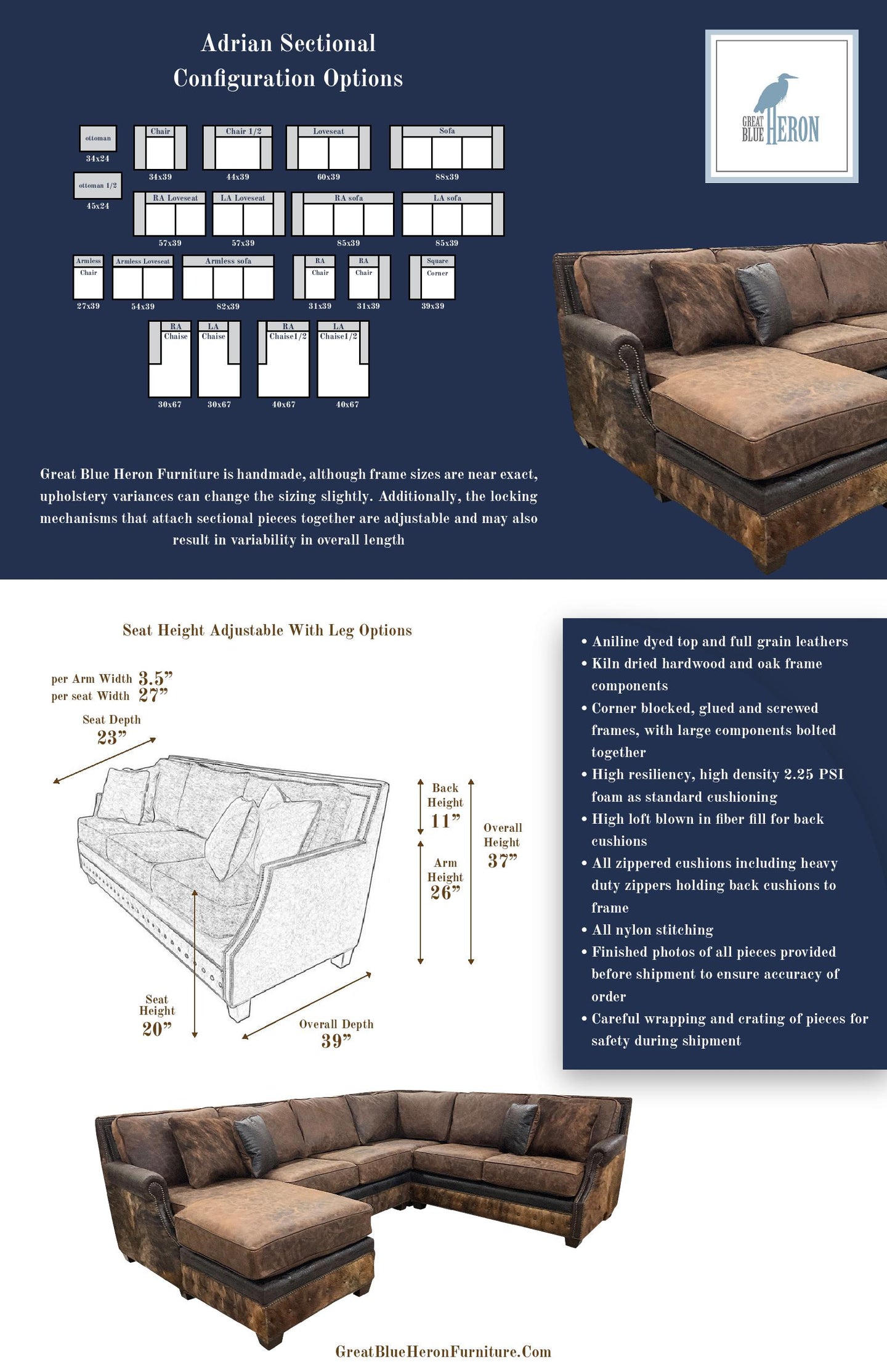 Adrian Sectional Sofa Diagram