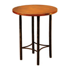 Bark Textured Hand Forged Iron Base With Hammered Round Copper Top Table
