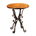 Roman Old World Style Iron Base With Hammered Round Copper Top Table
