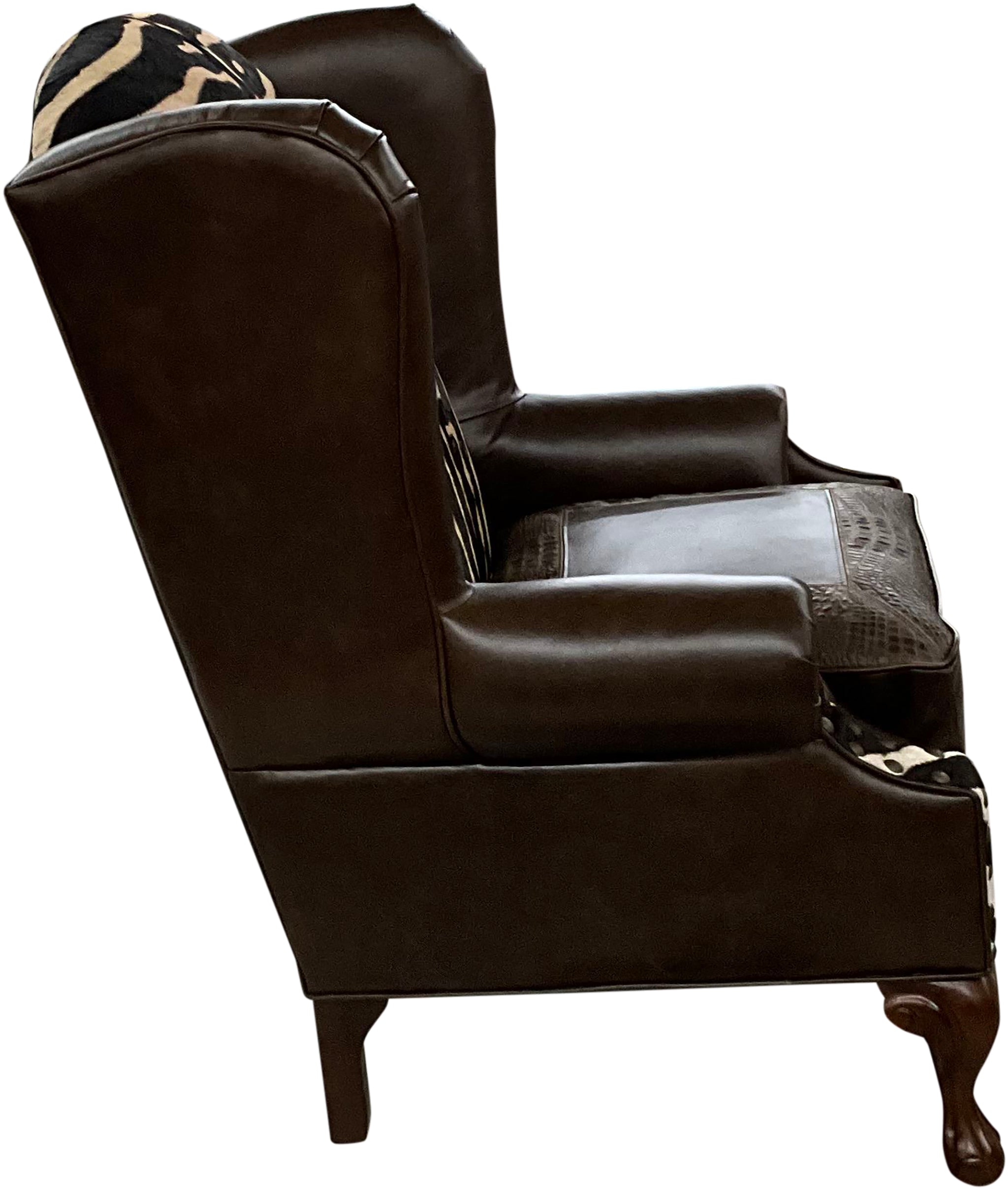 Zebra Exotic Safari Western Leather Wingback Chair