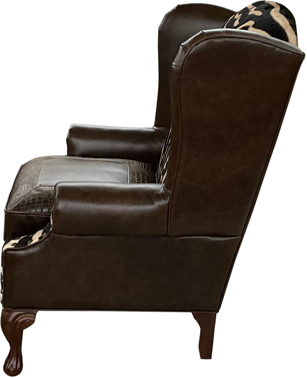 Zebra Exotic Safari Western Leather Wingback Chair