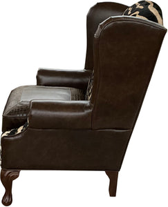 Zebra Exotic Safari Western Leather Wingback Chair
